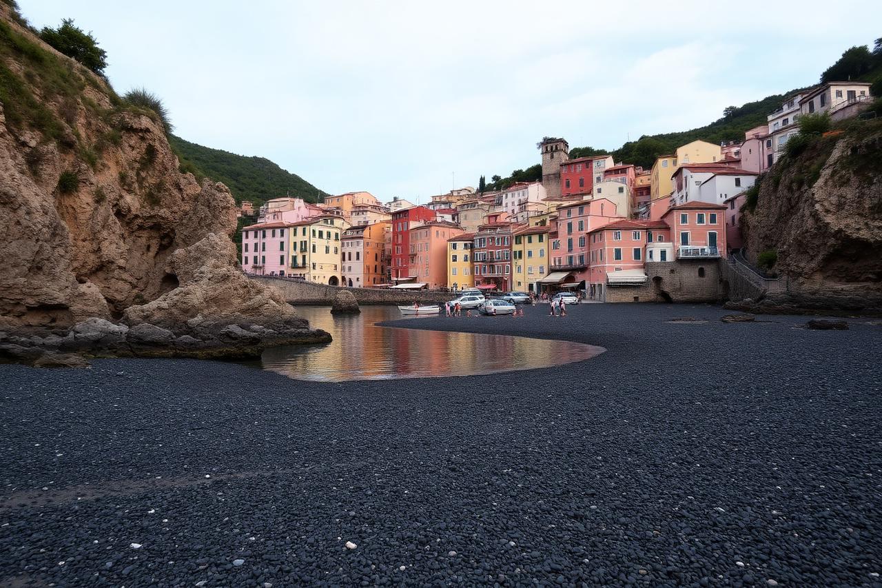Kleiner Strand von Atrani an der Amalfiküste