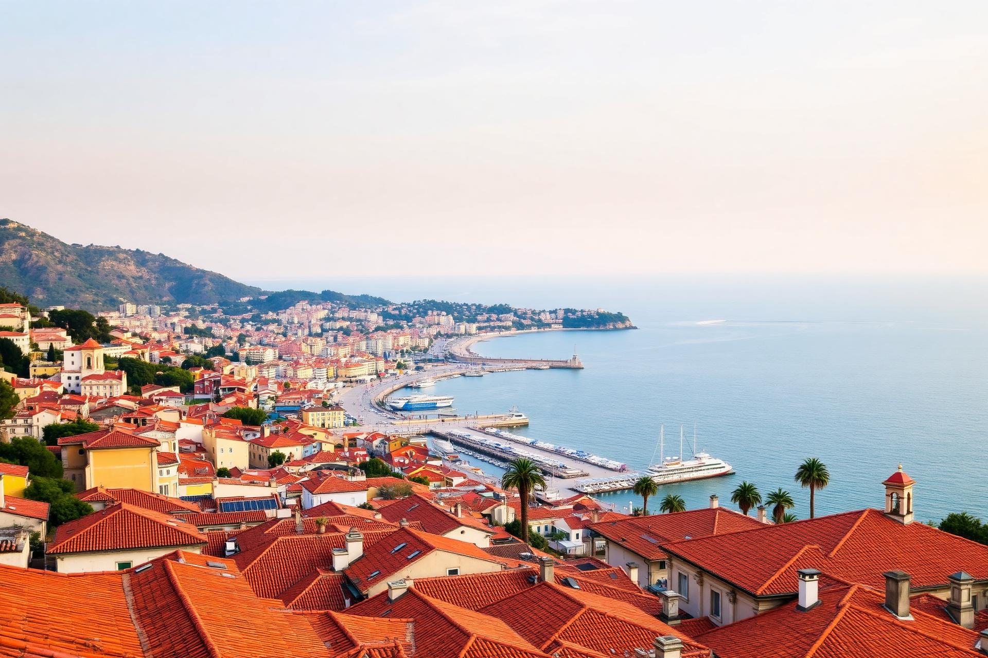 Blick über die Altstadt von Salerno und den Hafen am Tyrrhenischen Meer