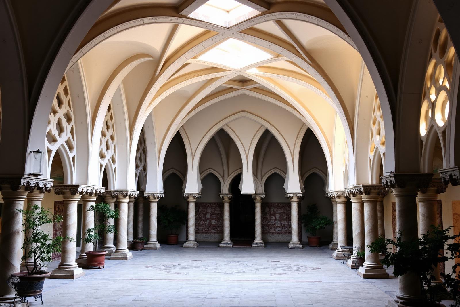 Weiße Spitzbögen des Chiostro del Paradiso in Amalfi