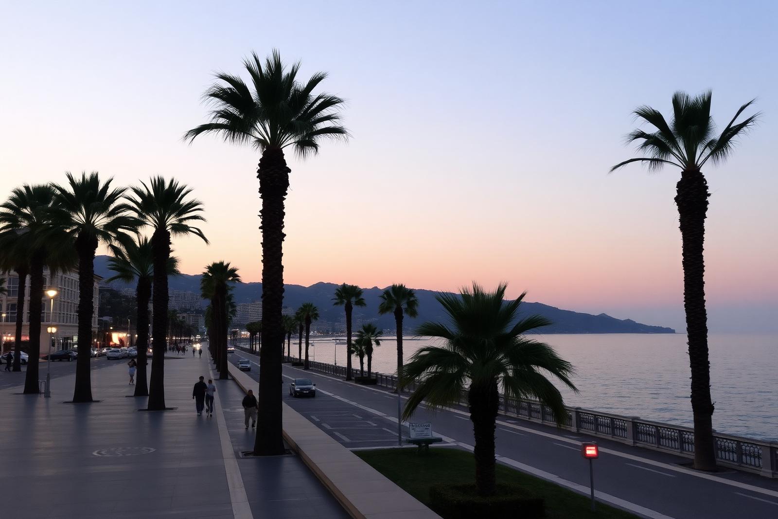 Palmen entlang der Lungomare Trieste in Salerno mit Blick auf den Golf
