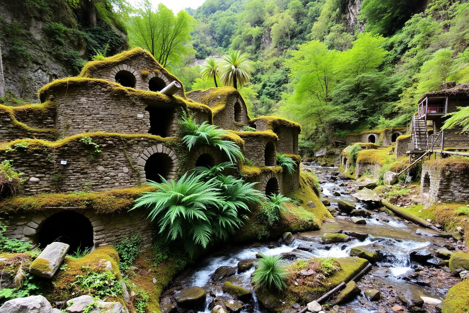 Ruinen alter Papiermühlen im Valle dei Mulini hinter Amalfi
