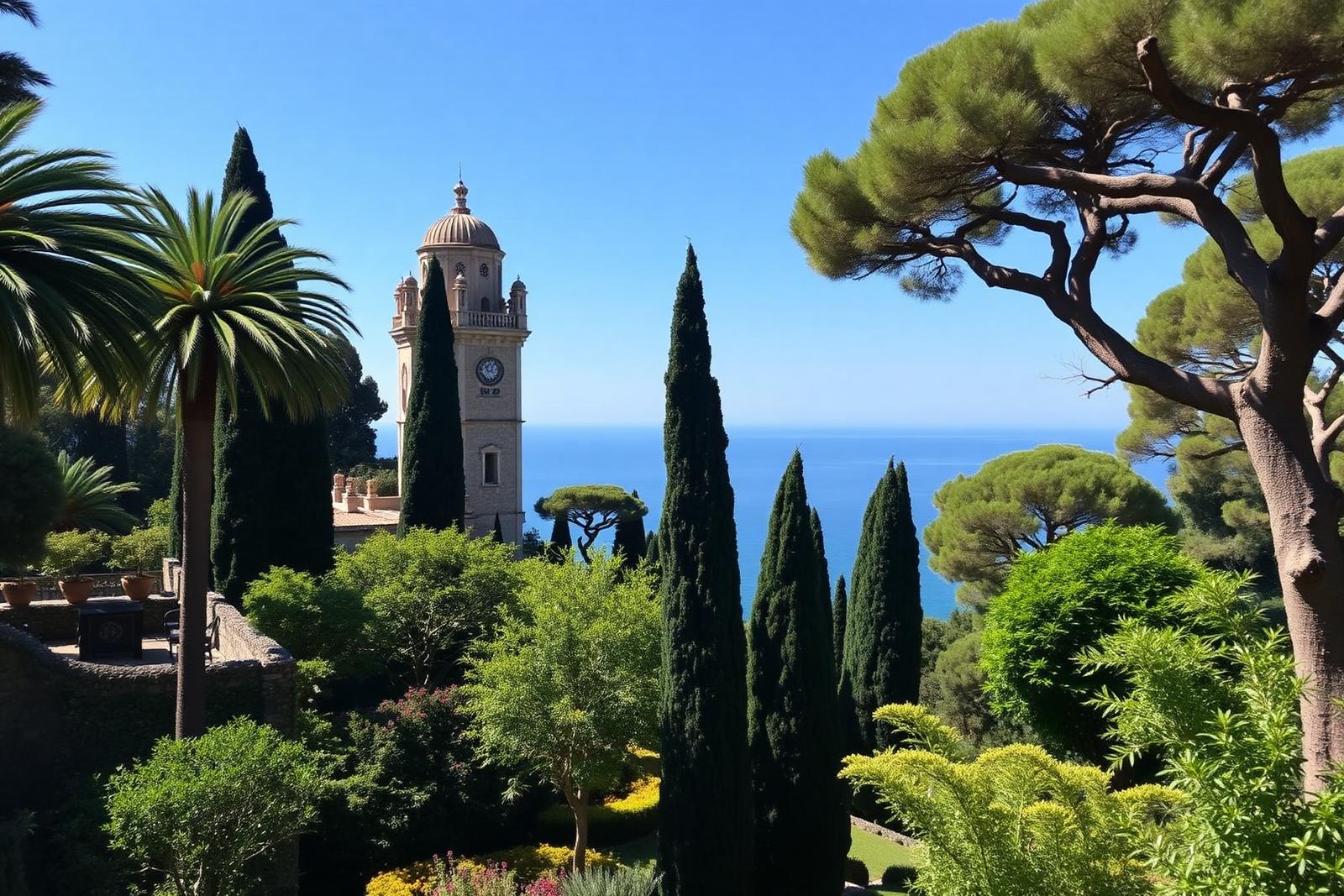 Garten und Aussichtsterrasse der Villa Rufolo in Ravello über der Amalfiküste